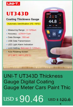 UNI-T UT343D Толщиномер цифровой измеритель покрытия измеритель толщины краски для автомобилей Тестер FE/NFE измерение с USB функцией передачи данных