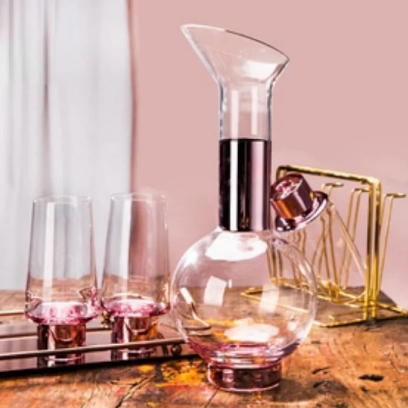 

400-1500ml Creative Spherical Abstract Swan Wine Decanter Whiskey Vodka Wine Set Gradient Color Wine Pot Hip Flask Cup
