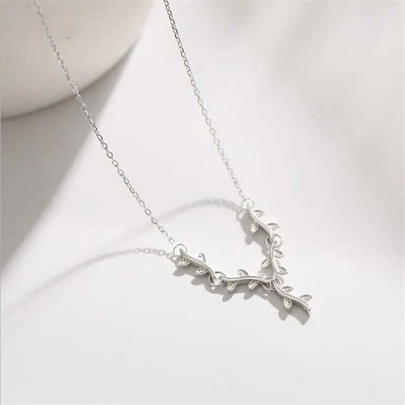 

New Creative Olive Branch Personality 925 Sterling Silver Jewelry Temperament Chic Clavicle Chain Popular Necklaces H518