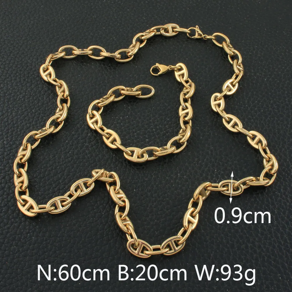 

Stainless Steel Fashion Jewelry Gold & Silver Color 60cm Long Necklace Bracelet Sets For Gift High Quantity SBJZEXEF Jewels