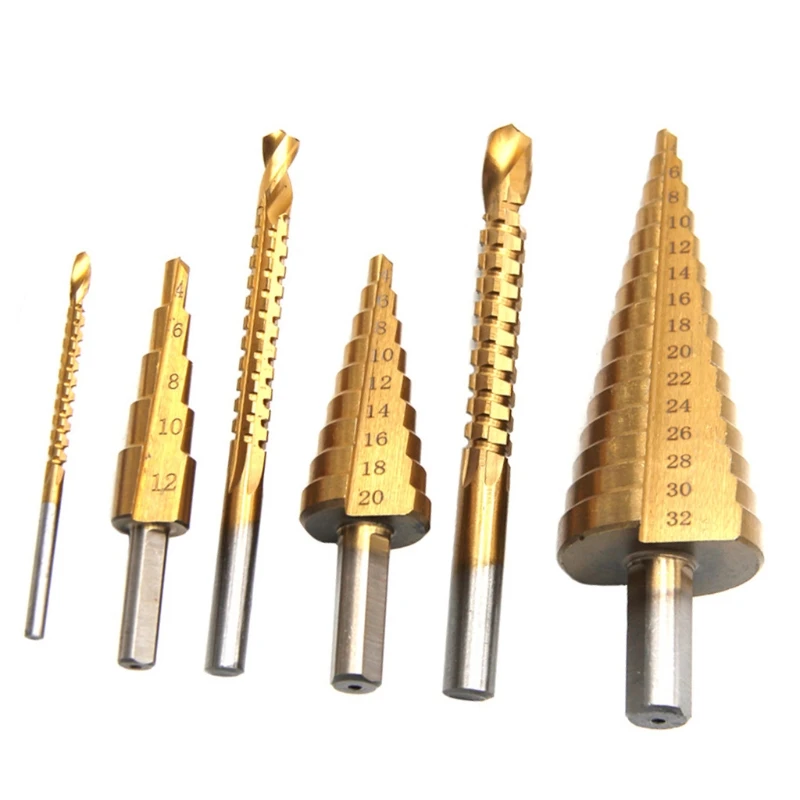 

Набор ступенчатых сверл по дереву, 6 штук, с титановым покрытием