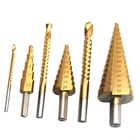 Набор ступенчатых сверл по дереву, 6 штук, с титановым покрытием