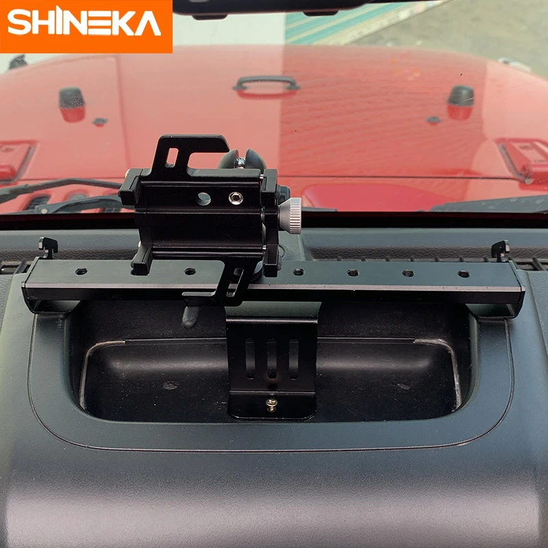shineka car center console phone holder stand gps mount bracket for jeep wrangler jk 2007 2017 black aluminum alloy accessories free global shipping