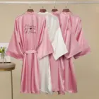 Женский Атласный халат, розовое шелковое платье для подружки невесты, Короткое атласное платье, Свадебный халат, одежда для сна