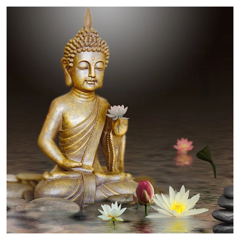 

5D «сделай сам», полностью квадратная/круглая Алмазная вышивка «статуя Будды», вышивка крестиком стразы, алмазная живопись, мозаика, наклейк...