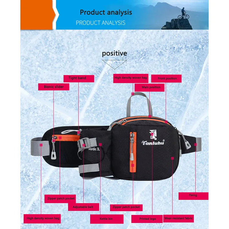 Running Bag Waist Belt Pack Outdoor Marathon Gym Sport Fitness Water Bottle Pouch Waist Pack Riding Cycling Phone Pocket  X455D