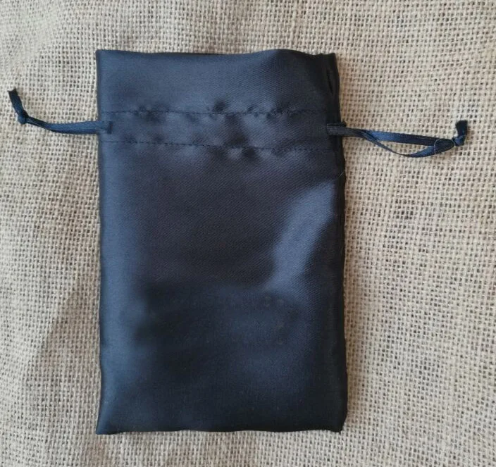Черный 100 шелковая подарочная упаковка с пятнами, 9x12 см, 10x15 см(" x 6"), можно напечатать логотип, макияж, ювелирные изделия, сумки на шнурке - Цвет: Черный