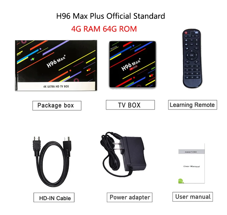 4GB 64GB H96 Max Plus tv Box 2,4G/5G Wifi Android 9,0 RK3328 четырехъядерный BT 4,0 Google Play Smart tv USB3.0 H.265 4K Youtube Netflix - Цвет: 4GB 64GB
