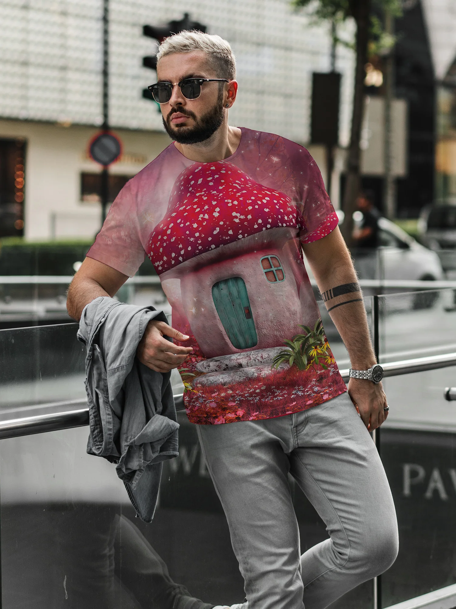 

Футболка мужская оверсайз с коротким рукавом и круглым вырезом