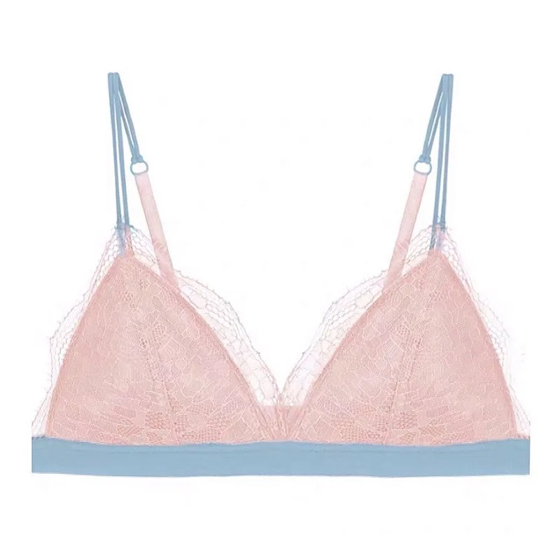 

2021 Women's Sexy Lace Girl Ultra Thin French Triangle Cup Underwear Thin Without Steel Ring Underwear Women Bralingerie