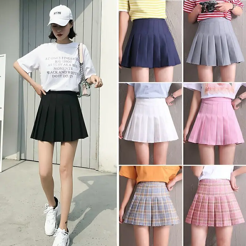 

Spring Summer New Plaid Short Skirts For Women Girls Preppy Style High Waist Slim Fit A-line Pleated Chic Cute Sweet Dance Skirt