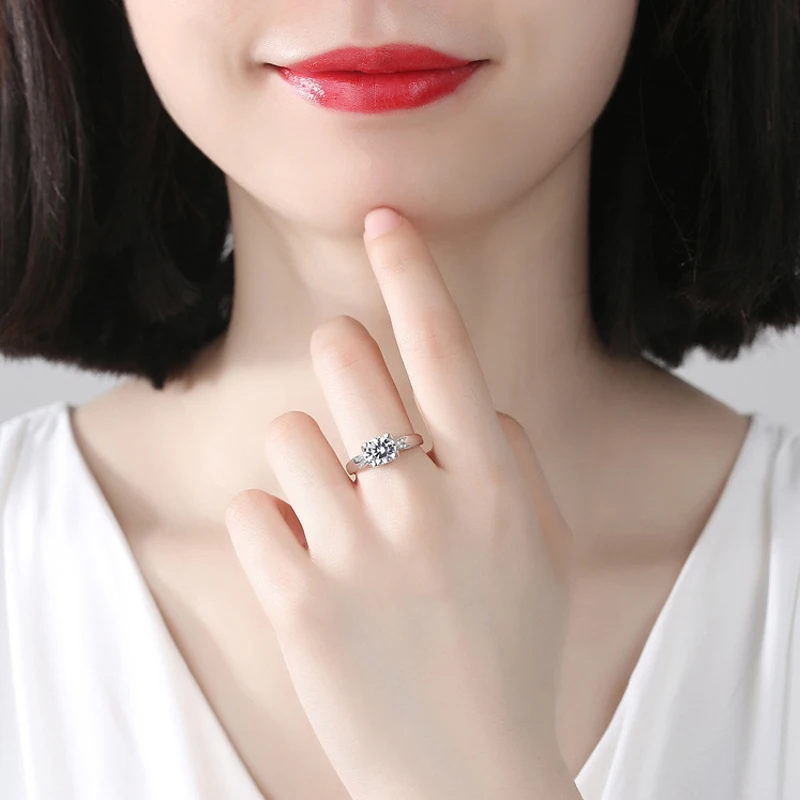 

Knobspin 925 Silver Ring 0.5-2ct Moissanite Rings Brilliant Cut 5A Zircon Rings For Women Anniversary Proposal Fine jewelry