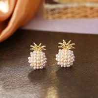 2022 new koreans sweet pineapple pearl earrings fashion elegant small fruit stud earrings temperament ladies jewelry %d1%81%d0%b5%d1%80%d1%8c%d0%b3%d0%b8