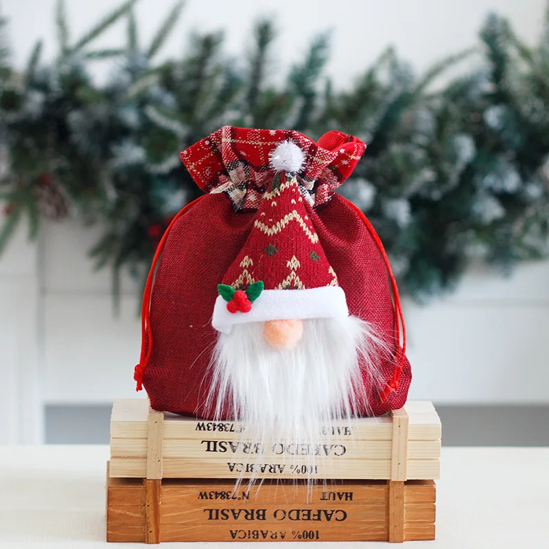 24x20 см Рождественская льняная Подарочная сумка для пожилых людей украшения