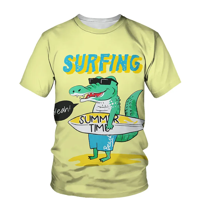 

Cartoon Crocodile 3D Print Men T-shirt 2021 Summer O Neck Short Sleeve Tees Tops 3D Style Male Clothes Fashion Casual T-shirts