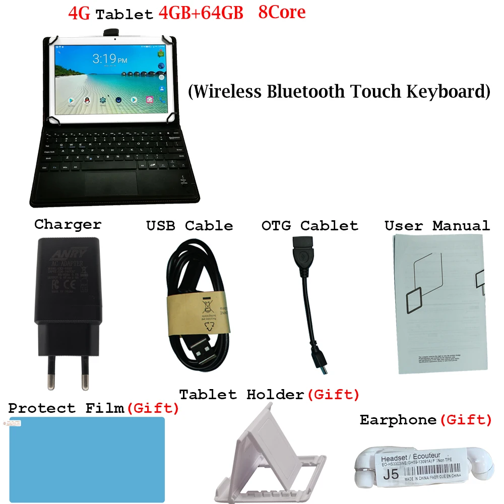 4G Add keyboard ANRY 10,1 дюймов 8 Core 4G+ 64G Android планшетный ПК SIM Двойная камера 8.0MP ips MTK6797 4G WiFi вызов телефон планшет Wifi g - Комплект: 4G Add keyboard