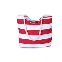 4pcs lot women large beach canvas bag stripes printing handbags red summer shoulder bag totes casual shopping bags