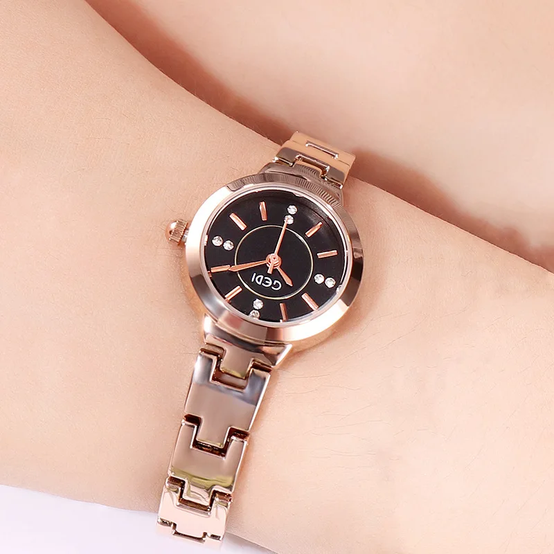 High-value, compact and temperament ladies watch simple scale steel belt female watch student trend waterproof quartz watch enlarge