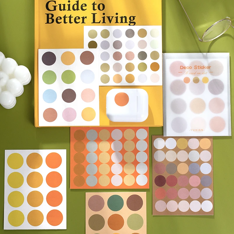 

Yoofun 210 dots Morandi Earth Colorful Dot Scrapbooking Wall Album Photo Journal Project Making Card Decoration Sealing Stickers