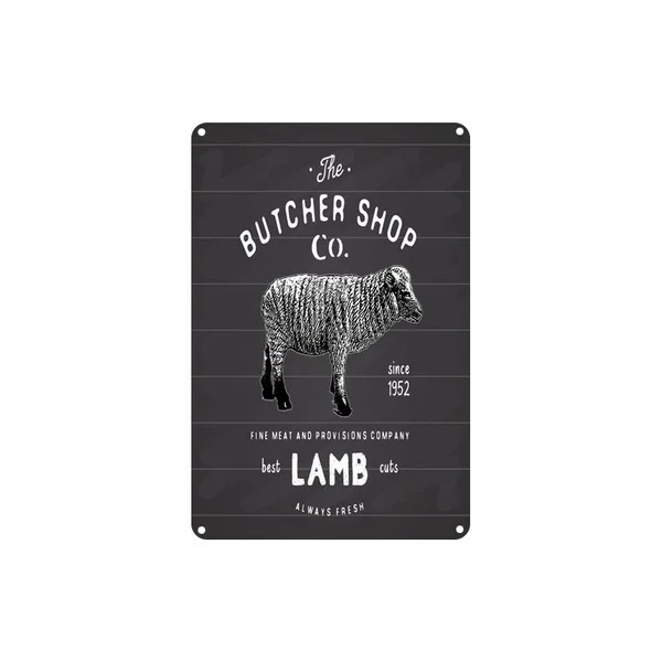 

Vintage Farm Sheep Butcher Shop Metal Tin Sign 8x12 Inch Retro Home Kitchen Outdoor Market Art Wall Decor New