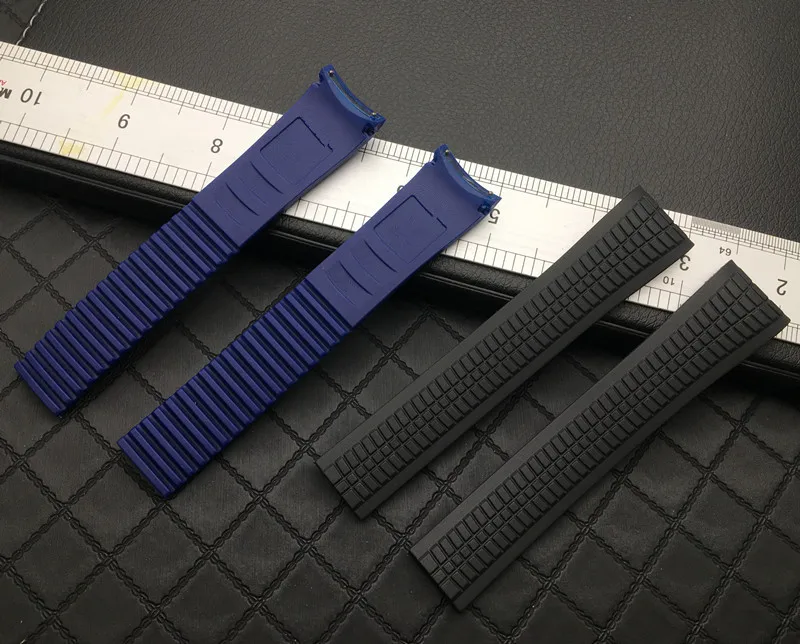 Ремешок силиконовый для часов Patek мягкий резиновый зелёный браслет наручных 21 мм