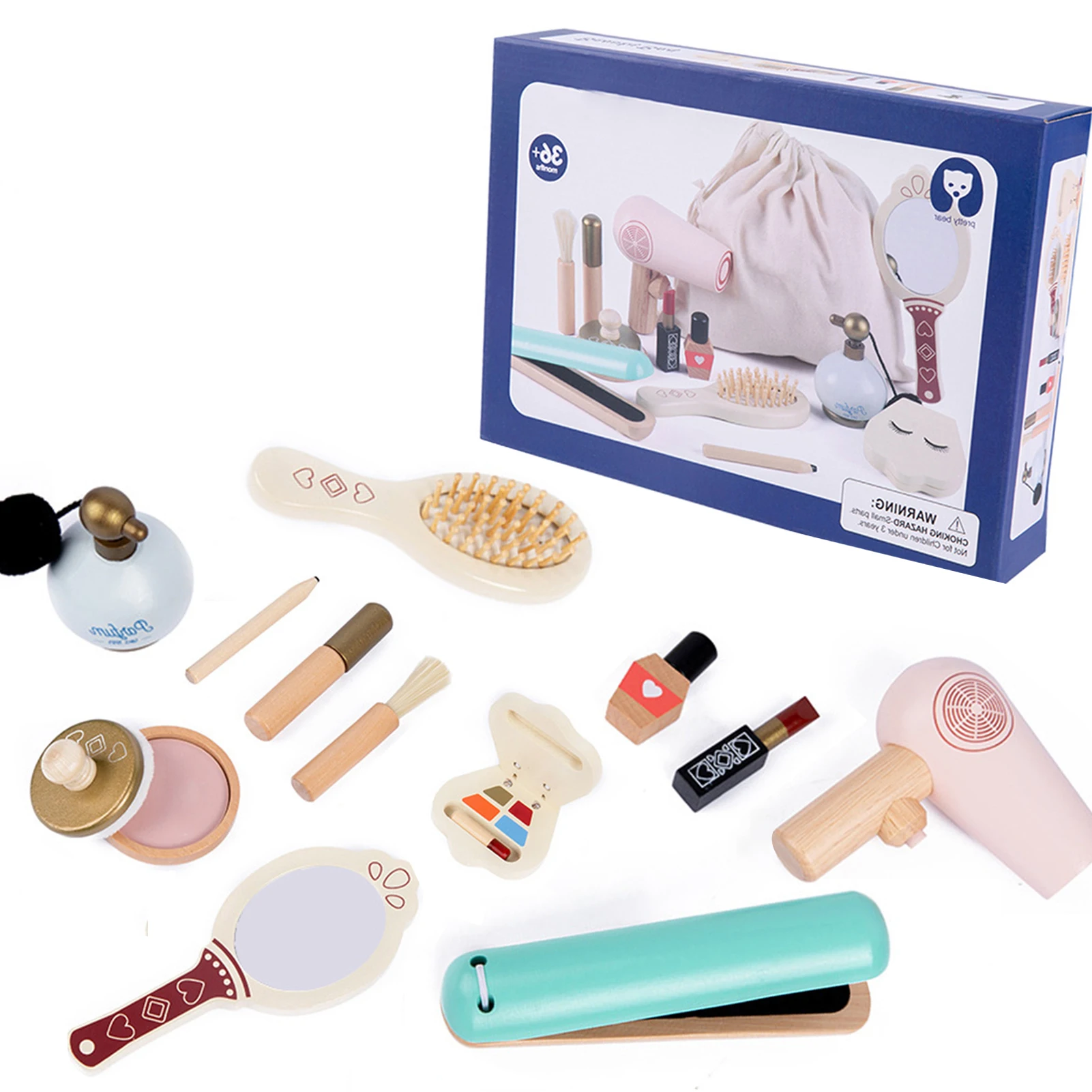 

Wooden Beauty Salon Pretend Makeup Toy Girl Pretend RolePlay Cosmetics Toy Simulation Beauty Accessories For Kids Gifts