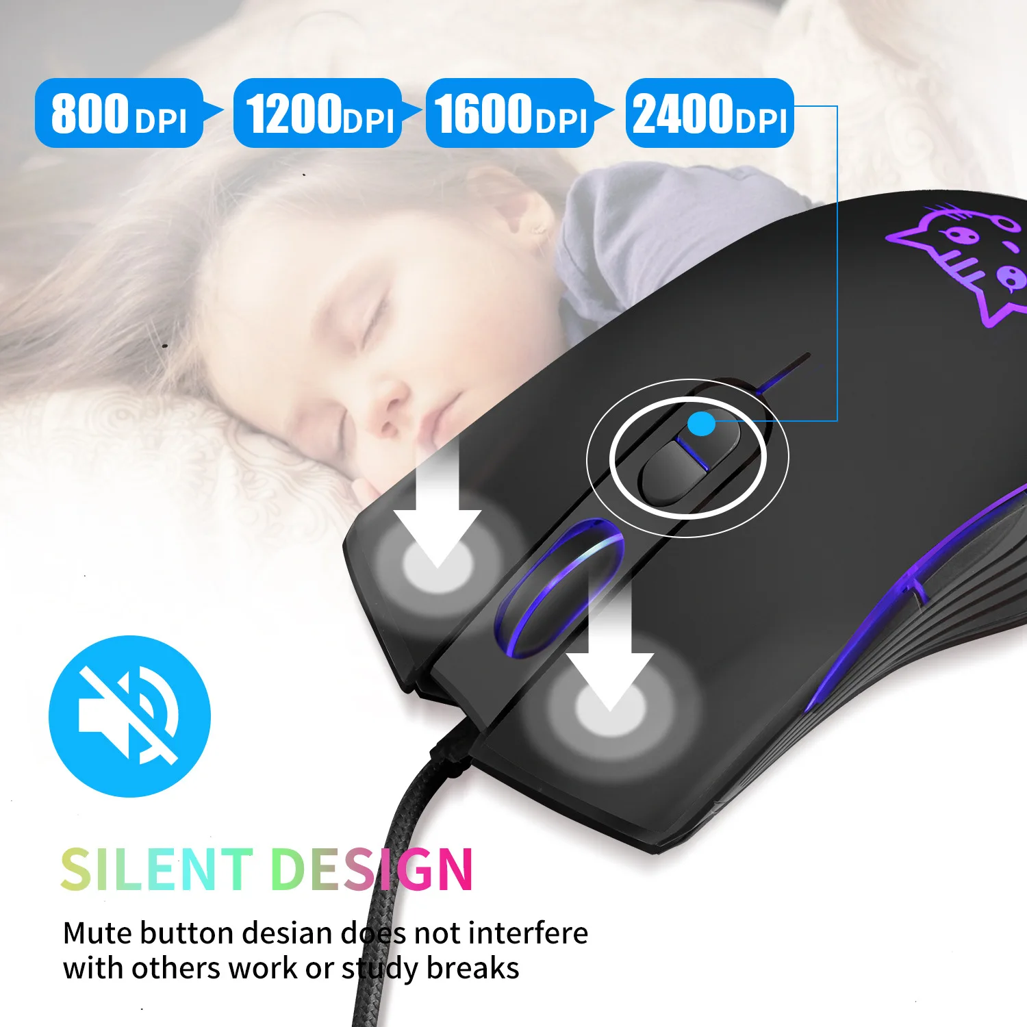 Мышь Компьютерная CHUYI 6D с RGB подсветильник кой 2400DPI оптический сенсор - купить по
