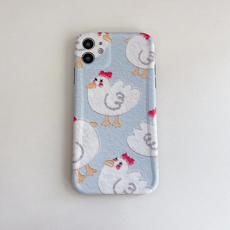 

Light blue cute chick cartoon frosted phone case For iphone11 11pro max Creative Stick figure phone cover For iphone 7 8 Plus X