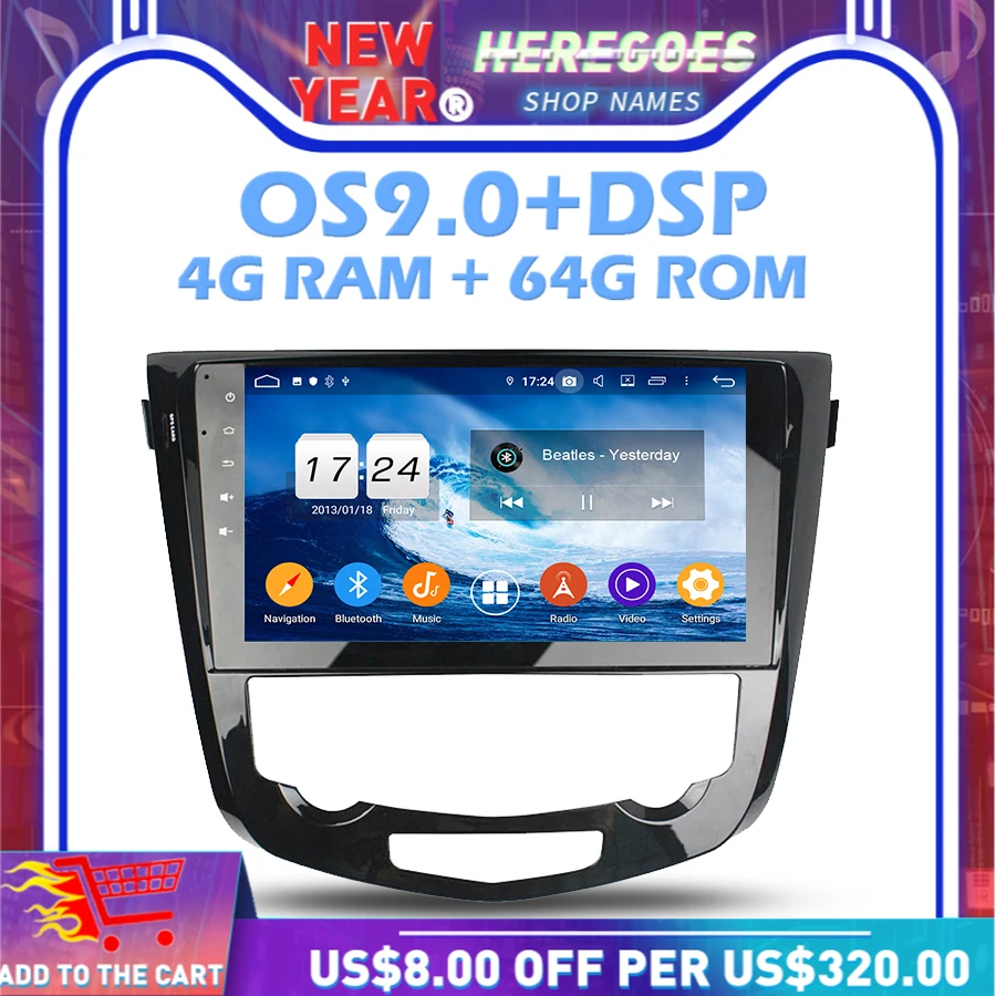 IPS DSP Android 10 0 B RAM 6B ROM автомобильный dvd-плеер Wifi Bluetooth RDS радио GPS карта для Nissan Qashqai 2013