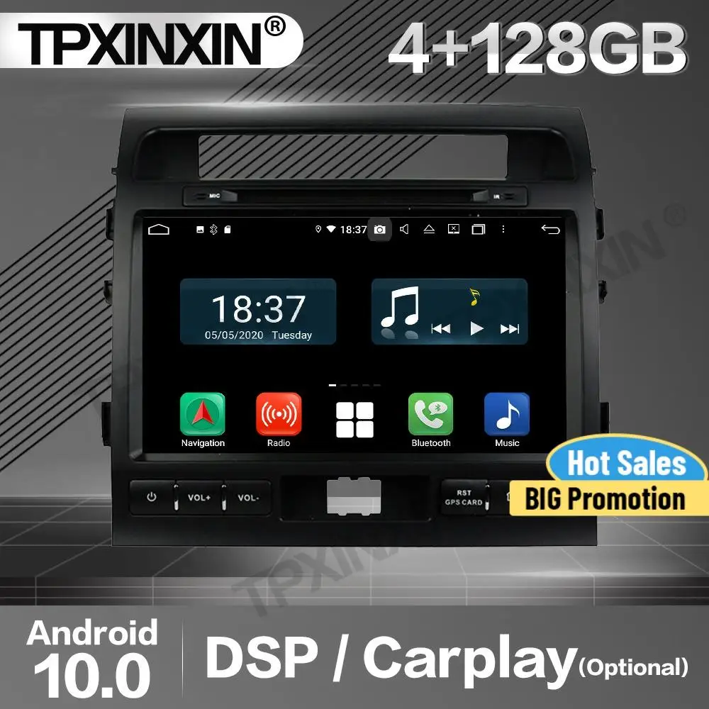 

Автомобильный радиоприемник Carplay 128G 2 Din, стерео приемник Android для Toyota Land Cruiser 2008-2010 2011 2012, головное устройство с GPS Навигатором, аудиоплеером