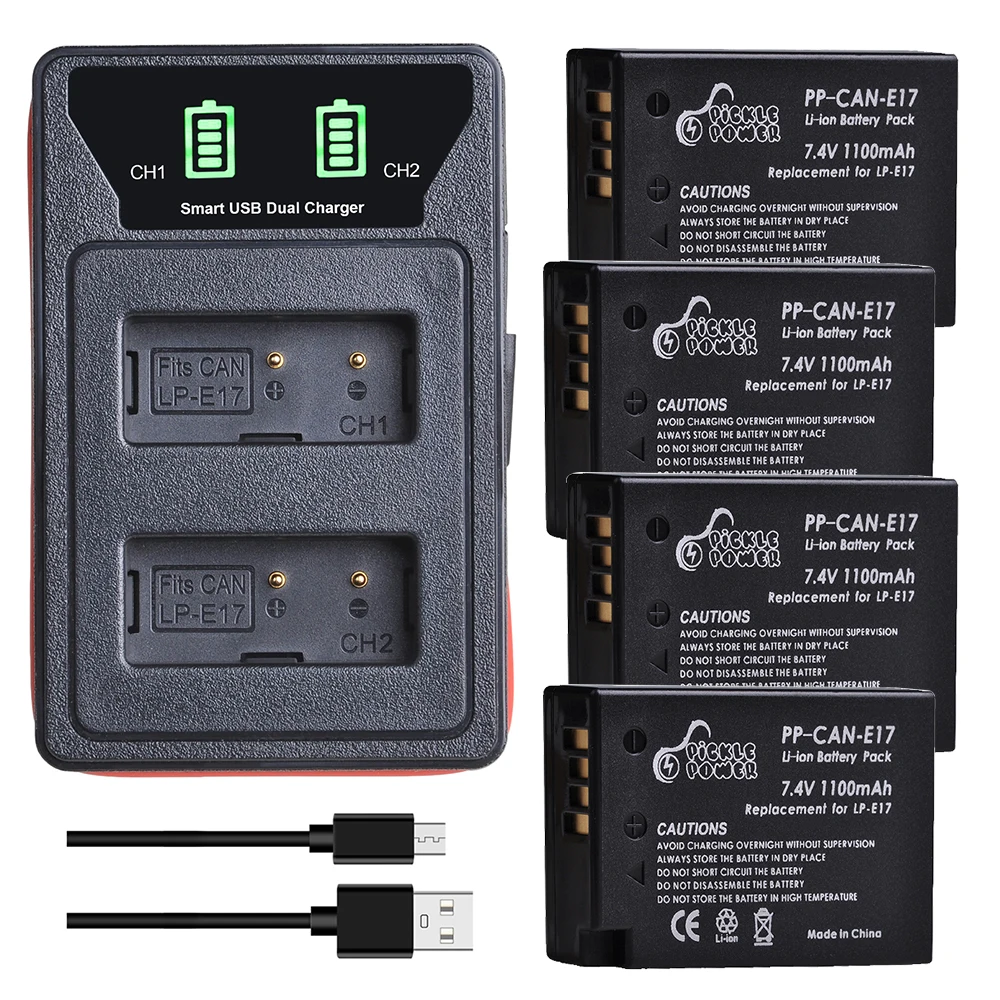 

1100mAh LP-E17 LPE17 LP E17 Battery+LED Dual Charger for Canon EOS 200D M3 M6 750D 760D T6i T6s 800D 8000D Kiss X8i Cameras