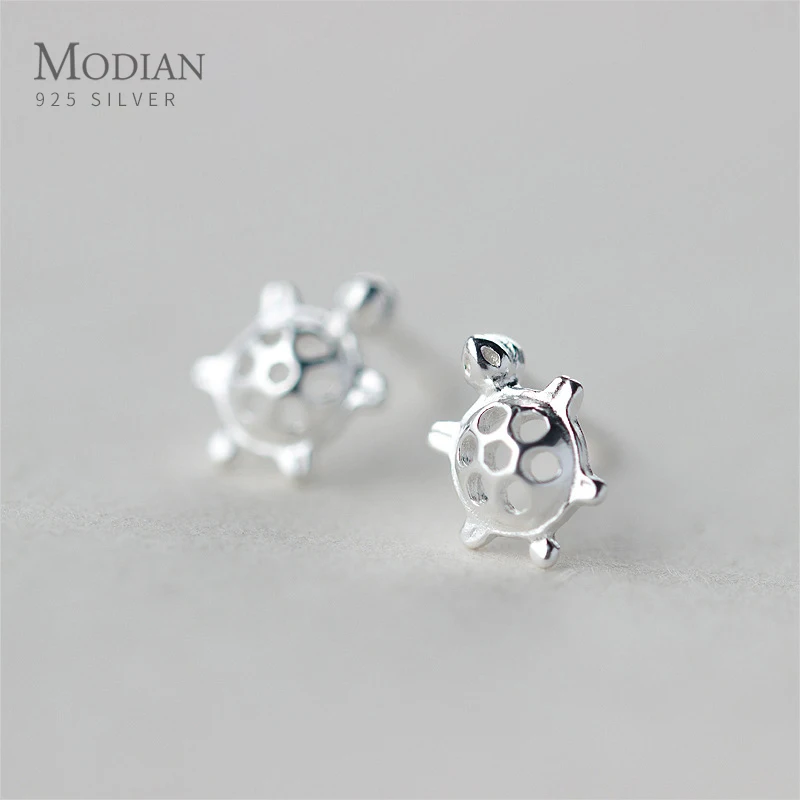 

Modian Real 100% 925 Sterling Silver Tortoise Cute Stud Earrings for Women Sterling Silver Ear Statement Jewelry Accessories