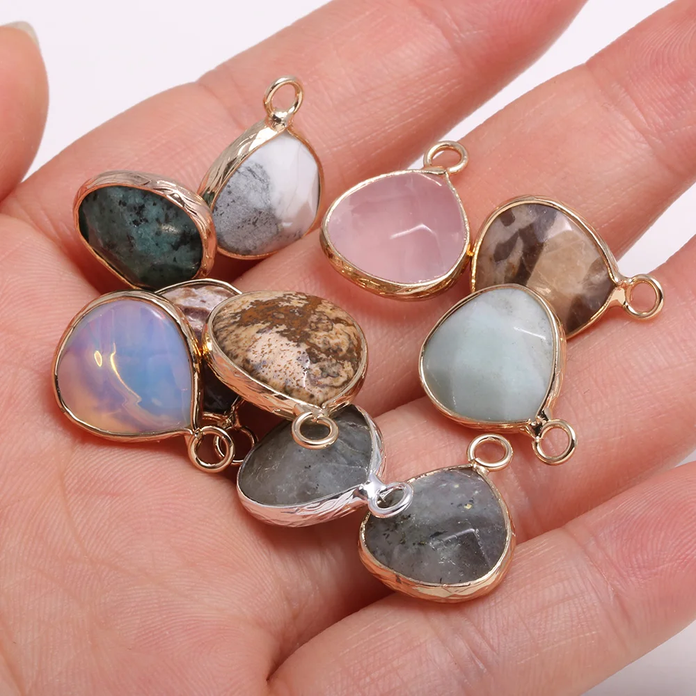 

Natural Stone Labradorite Quartz Crystal Pendants Fashion Faceted Pendant Charms For DIY Necklace Earrings Jewelry Making