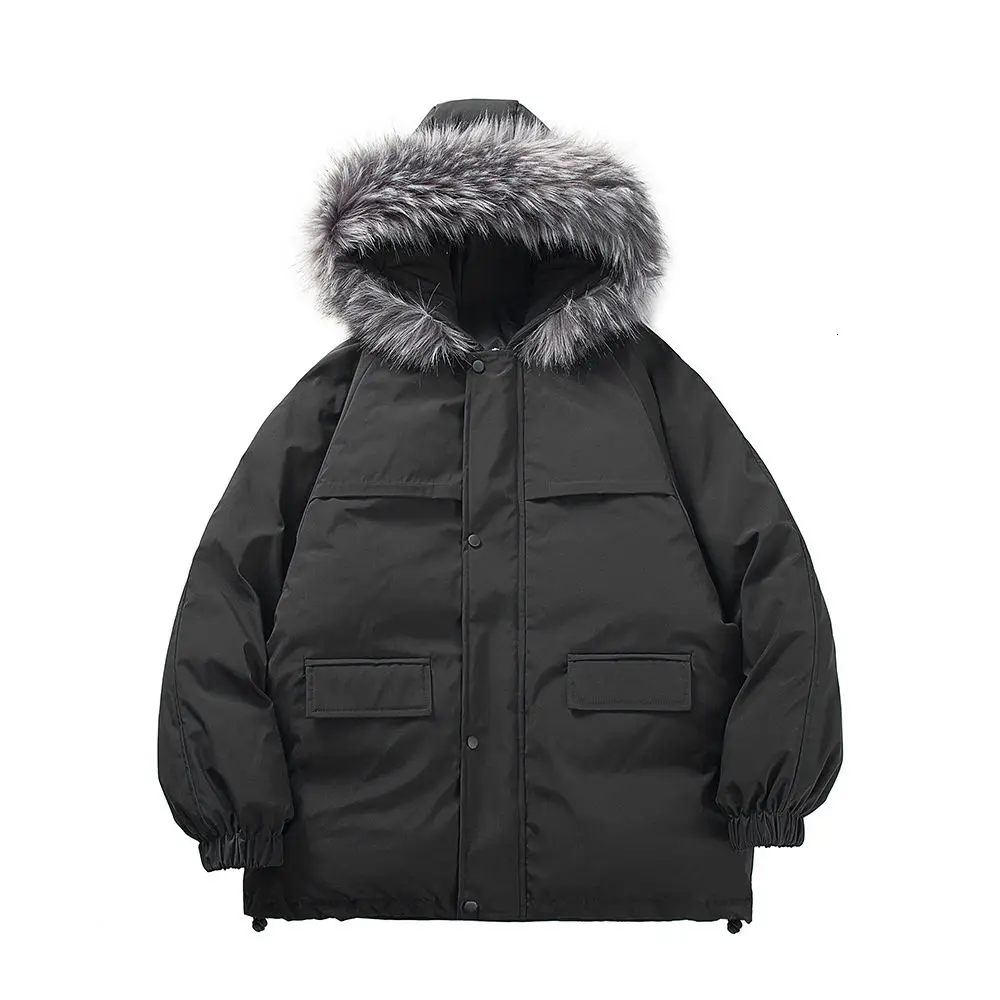 

2020 зимняя рабочая одежда с капюшоном, большой шерстяной воротник, свободные мужские пальто с хлопковой подкладкой, толстая парка для мужчин