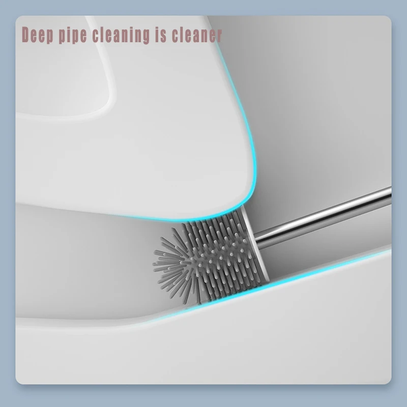 Набор из щетки и держателя для унитаза термопластичной резины без мертвых углов