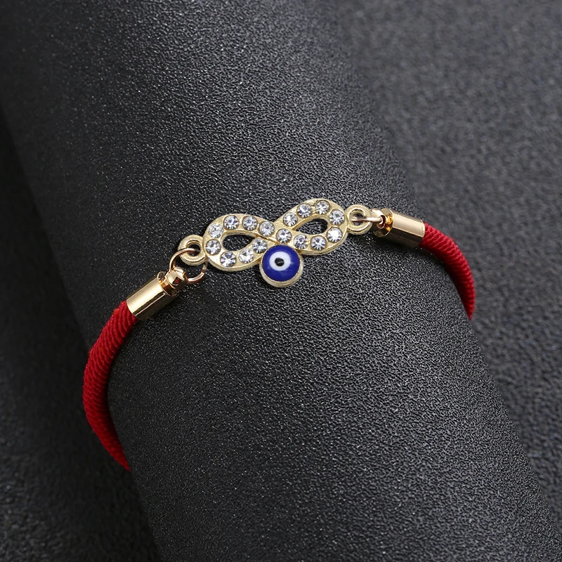 Wholesale Simple Women Woven Rope Lucky Bracelet Number 8 Fatima Evil Eyes Thin Red Line Adjustable | Украшения и аксессуары