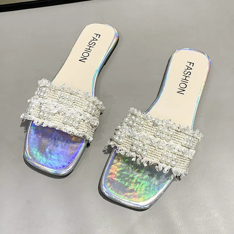

2021 Fashion String Bead Tassel Women Casual Sandals Summer Woman Shoes Flats Comfortable Anti-skid Women Sandals Plus Size