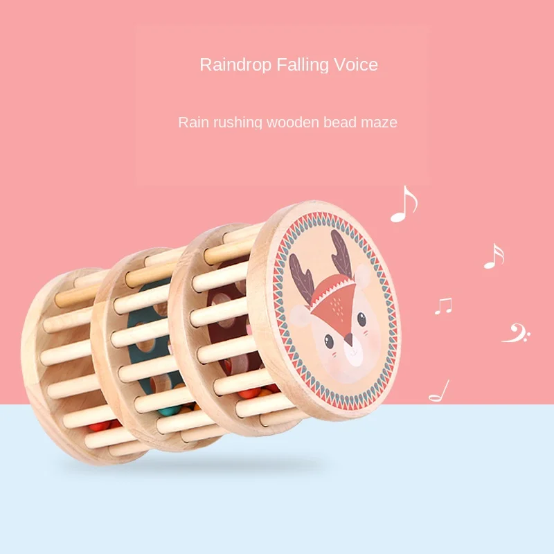 Baby wooden toy rain drops sound Montessori teaching aids early childhood education grip vision hearing training building blocks | Игрушки и