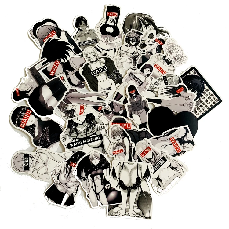 30 шт. черно белые сексуальные наклейки для тележки рюкзака скейтборда