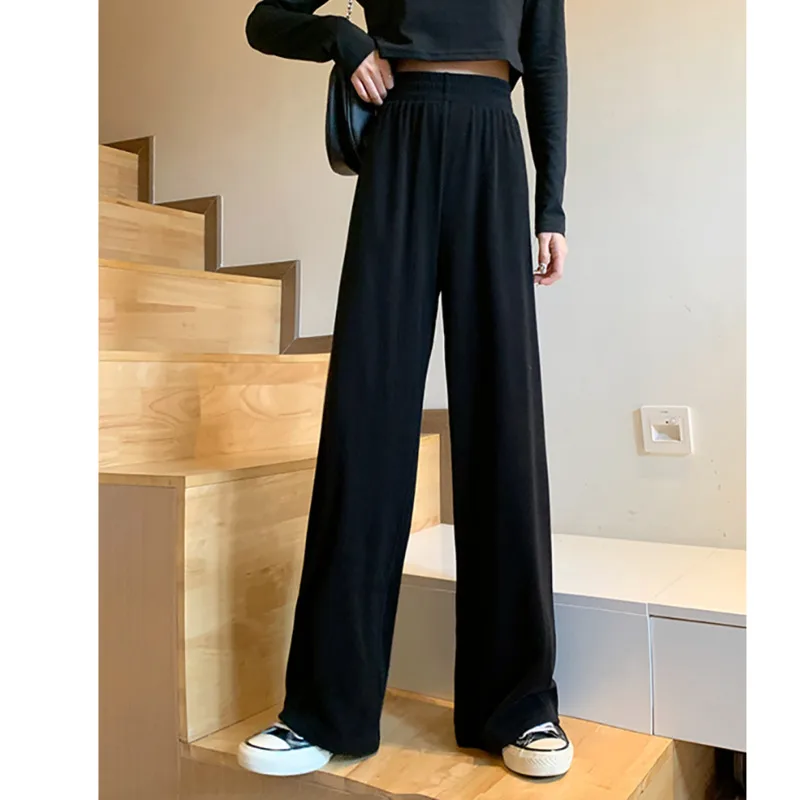 

Autumn Korean 2021 lazy wind loose floor pants high waist versatile solid color casual pants women's pants Rac