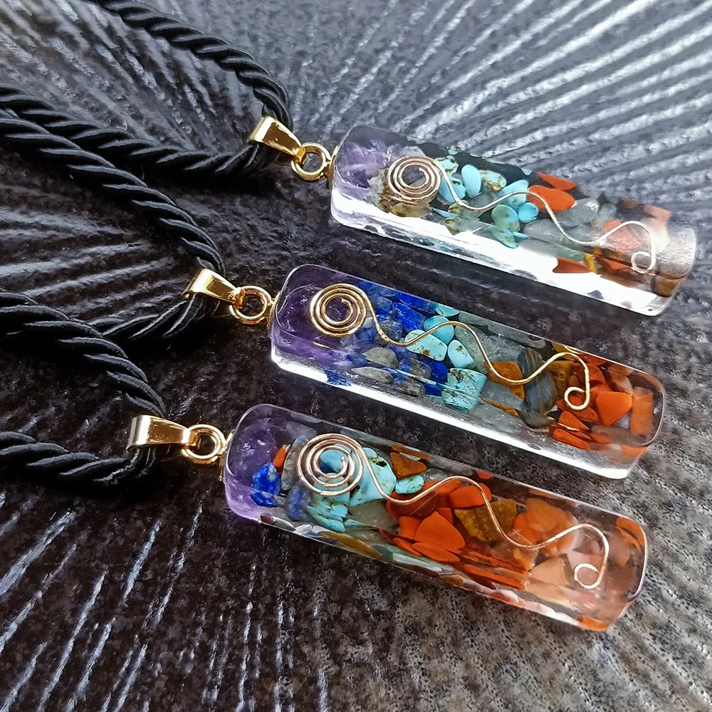 QIMOSHI 7 Chakra Crystal Pendant Necklace Chakela Orgone Healing Spiral Balancing Protection | Gems  Jewelry Women Men
