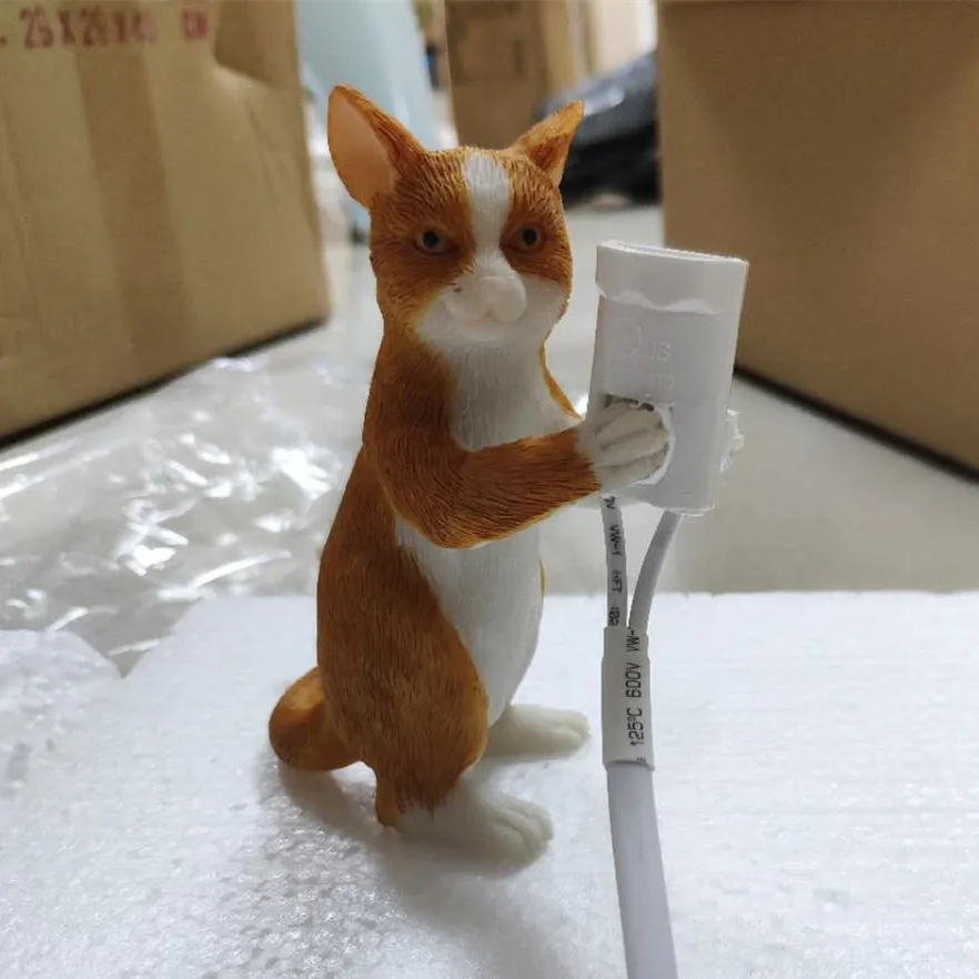 Скандинавские животные настольная лампа детская спальня Смола Кот Светильник