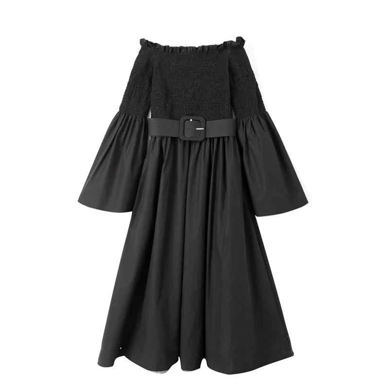 Женская юбка с высокой талией вырезом лодочкой одежда длинным рукавом цвет