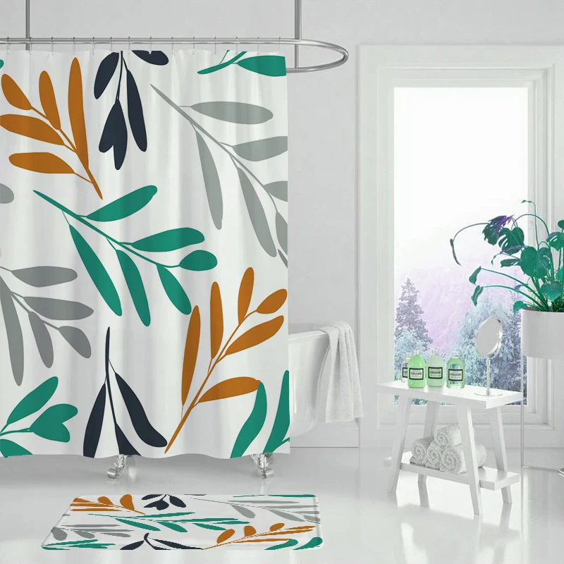 Набор штор для душа цветочный сад лист зеленый тропический завод занавеска