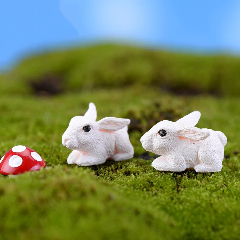 10PCS Mini Animals Resin Small Bunny Fairy Garden Decor Crafts Home Decor DIY Miniature Animals Fairy Garden Supplies
