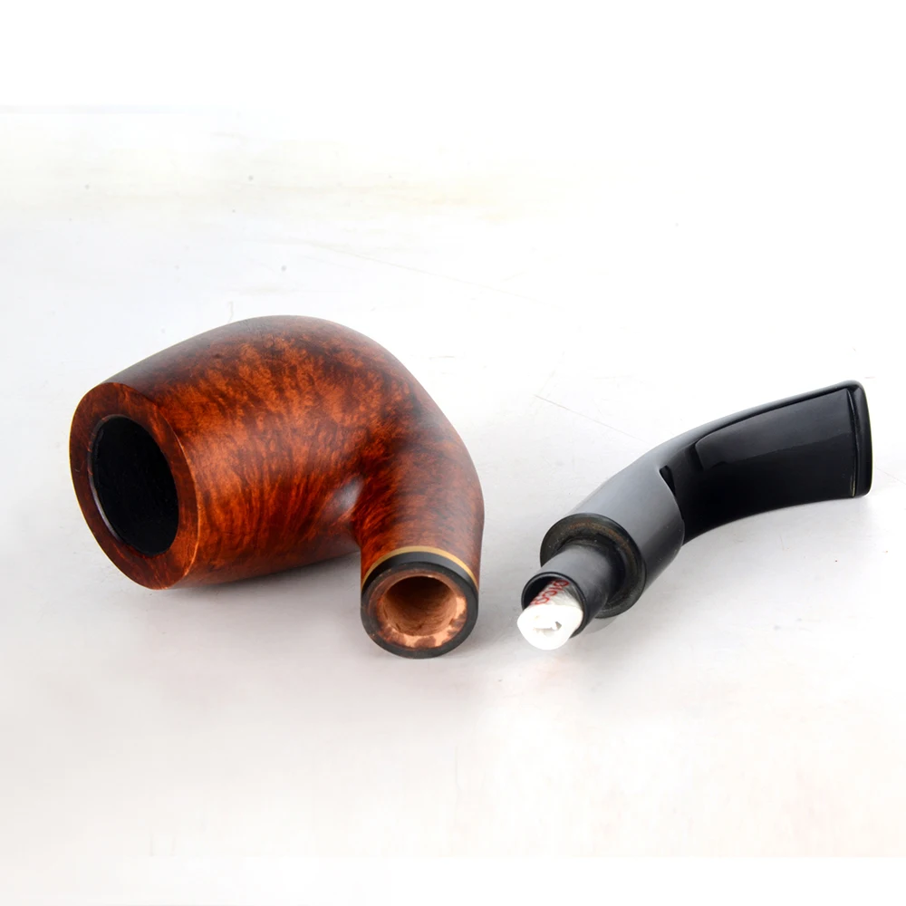 Бриар трубы табака курительная труба гладкая отделка 9 мм фильтр изогнутая