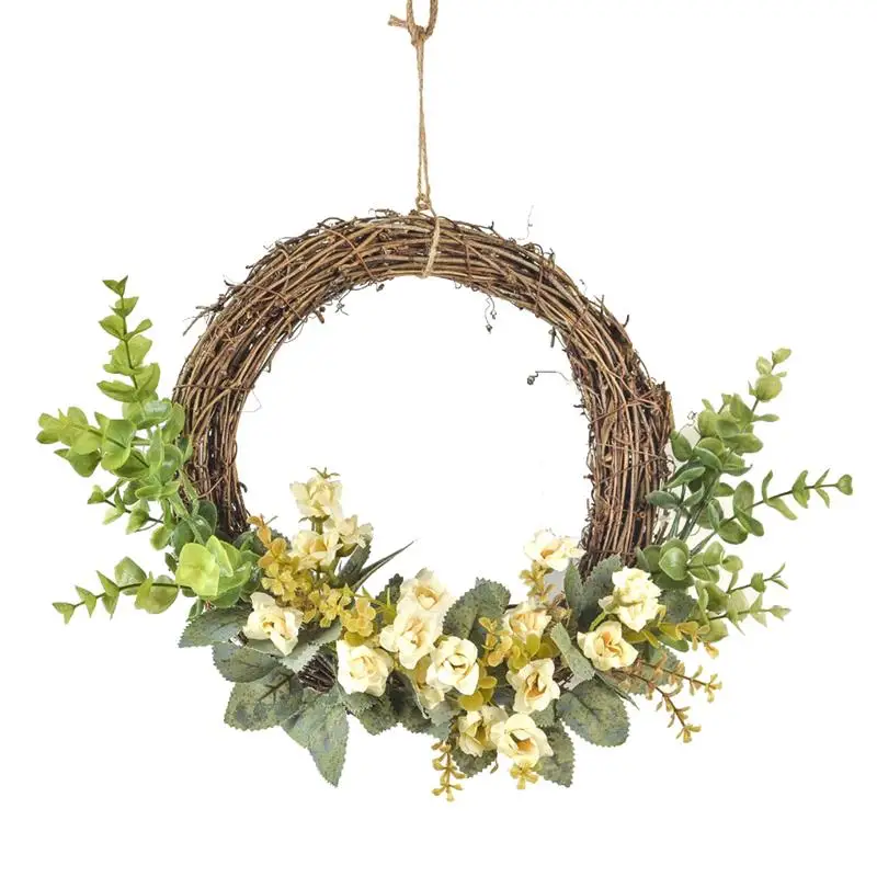 

INS Rattan Circle Simulation Garland Wall Hanging Decor Wedding Fake Flower Wreath Floral Arrangement Home Door Hanging