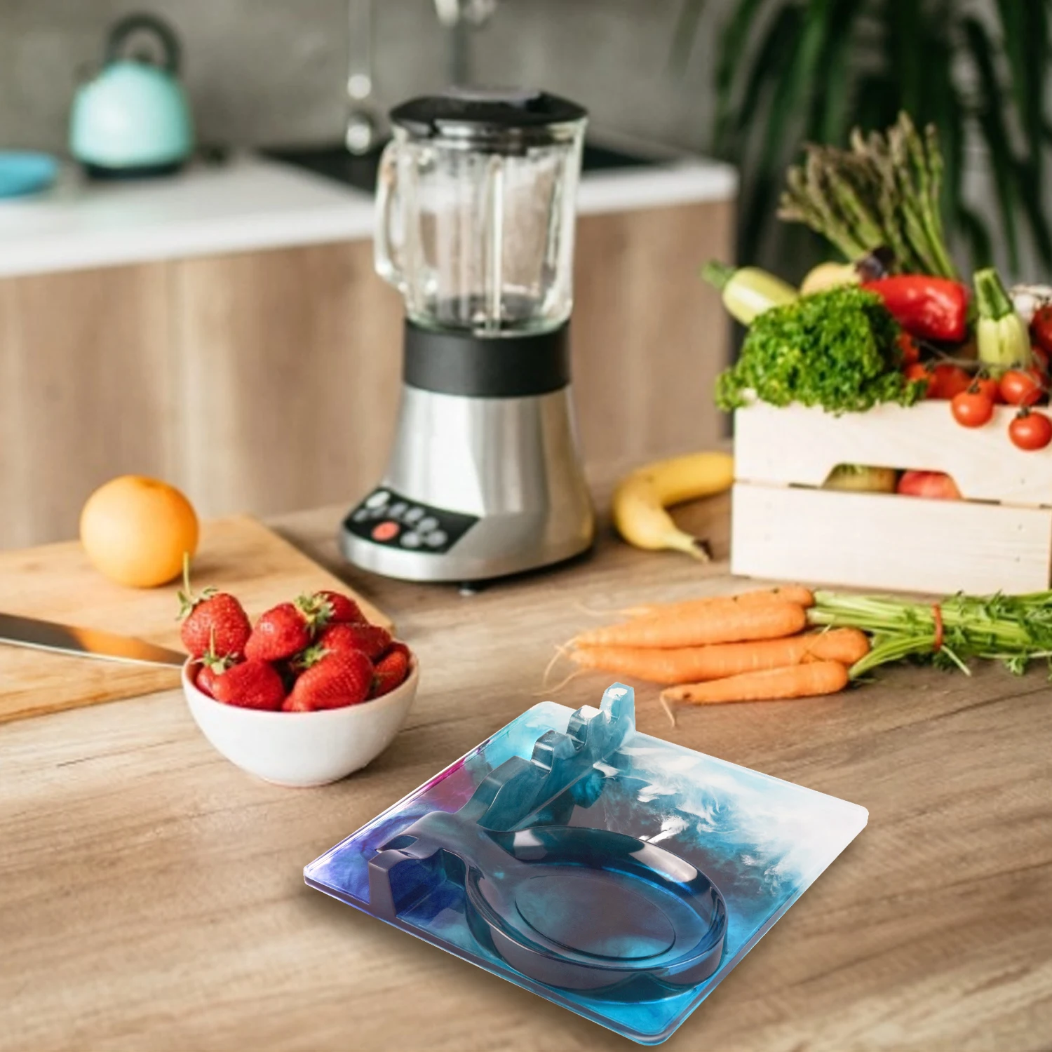 

DIY Crystal Epoxy Mold Spoon Tray Coaster Storage Rack Silicone Mold Decoration Resin Set