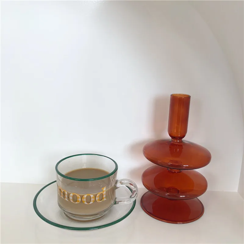 Стеклянная чашка посуда для кухни столовая кофейная кружка с блюдом