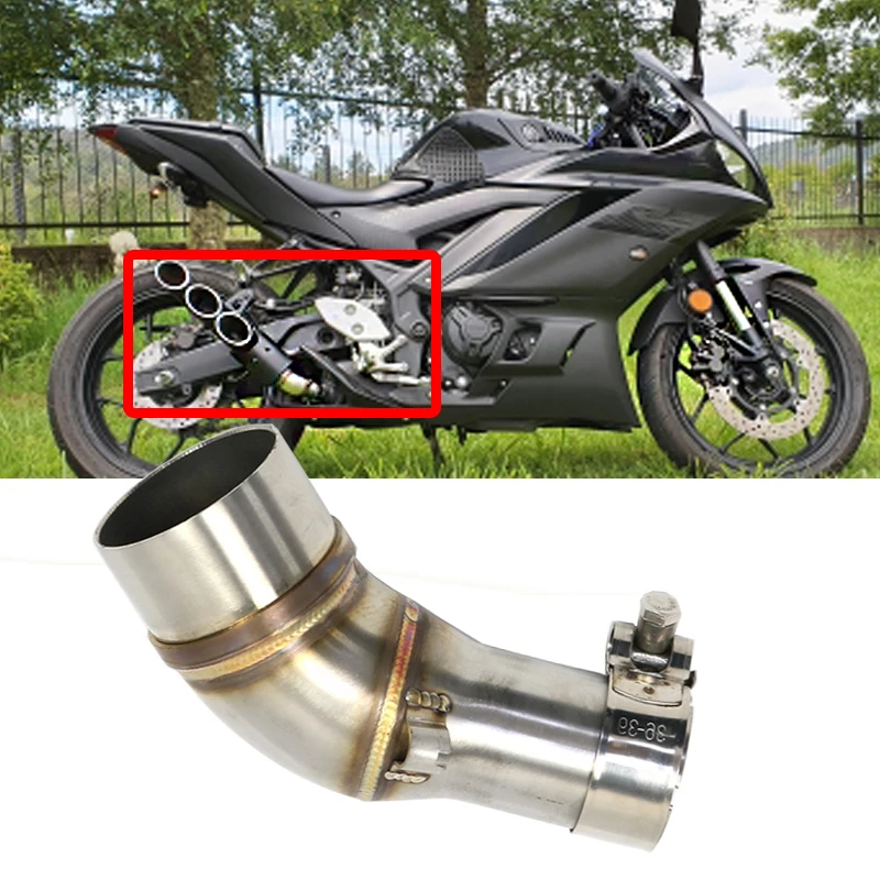 

51MM Motorcycle Slip On Exhaust Middle Link Mid Pipe Adapter Connector for Yamaha R25 R3 MT03 2013 2014 2015 2016 Year